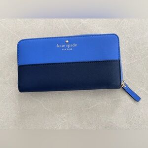 Kate Spade Wallet Two Tone Blue Long Leather Saffiano BNWT